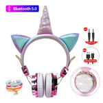 Casque sans fil avec micro mignon licorne Bluetooth 5.0 musique stéréo pour enfants Gamer Girl téléphone portable PC casque de jeu cadeaux-rose sans boîte