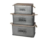 Urban Living LOFT & METAL CAISSE EN METAL X3 S:51X27X27CM M:62X32X31CM L:68X35X35CM