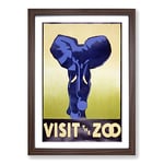 Big Box Art Vintage WPA Poster Visit The Zoo (3) Framed Wall Art Picture Print Ready to Hang, Walnut A2 (62 x 45 cm)