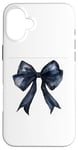 Coque pour iPhone 16 Plus Girly | Nœud en aquarelle || Coquette | Nœud noir esthétique