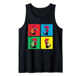 Colorful Cool Chicken Art, Crazy Chicken Rooster Family Tank Top