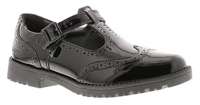 Kickers Youth Girl's Lachly Brogue T-Bar School Shoes, Patent Black, 6 UK