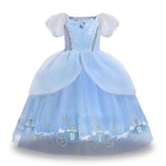 Prinsessklänning Barn Flickor Askungen Elegant Princess Tulle Tutu Klänning Födelsedagsfest Cosplay kostym 130cm