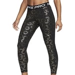 NIKE Women's Dri Fit Mr Aop Compression Pants, Black/White, XS