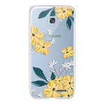 Evetane Coque Compatible avec Samsung Galaxy A5 2017 360 intégrale Coque Avant arrière Resistant Fine Protection Solide Housse Etui Transparente Fleurs Jaunes Motif Tendance