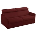 Canapé 3-4 places PARIS en microfibre bordeaux couchage 160cm express sommier lattes matelas 16 cm