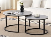 Dual Sintered Stone Nested Coffee Table Set Living Room Side Tables