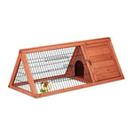 Relaxdays Clapier à Lapin, Maison, enclos, 2 Portes, HLP : env. 41x110x49 cm, Petite Cage rongeurs, Bois, métal, Nature