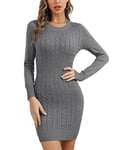 Gyabnw Robe Pull Hiver Chic Femmes Chaud Élégant Robe en Tricot Automne Hiver Slim Elástique Pull Robe Serré Col Rond Chandail à Manches Longues Mince Chaud Officiel Décontracté