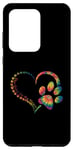 Coque pour Galaxy S20 Ultra Imprimé pattes de chien avec inscription « My Heart Dogs »