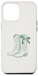 iPhone 14 Pro Max Sage Green Neutral Cowboy Boots Bow Coquette Aesthetic Case