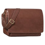 'Tom' Sac Messenger Vintage en Cuir | Sac à Bandoulière Hommes Femmes | Sacoche Laptop 15 Pouces pour Bureau, Université, Travail | Sac en Cuir Véritable, Couleur:maraska - Marron foncé