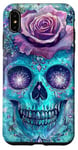 Coque pour iPhone XS Max Mignon rose et crâne avec étoiles crânes turquoise