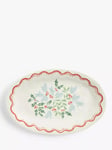 John Lewis Flora Holly Fine China Oval Platter, 31cm, Multi