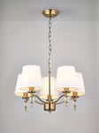 John Lewis Haverstock 5 Arm Pendant Ceiling Light, Antique Brass