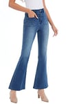 s.lemon Jean Flare, Femme Taille Haute Bootcut Denim Pantalon Elastique Jeans Évasée M