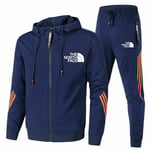 Män's NorthFace Helzippade Varma Hoodie Toppar & Byxor Jacka Träningsdräkt Set Marinblå qd Marinblå Navy Blue XL