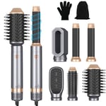 Hair Styler 6 in 1, 1000w Hair Dryer Brush Set with 30mm Air Culirng Curler, Round Brush, Straightening Brush, Air Styler for All Hair Types (No Rotating Brush)