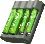 GP Recharge batteriladdare B441 incl.  2 x AA 2100 mAh + 2 x AAA 800 mAh