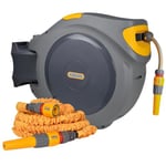 HOZELOCK - Exclusive to Amazon: 40m Auto Reel with Free 7.5m Superhoze: Easy to Install, Child-Lock, Auto-Rewind, Ready-to-Use, Expanding Hose Included While Stocks Last