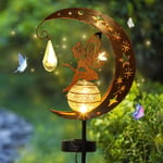 Moon Lampes Solaires De Jardin,Lampe Solaire D'Exterieur,Lampe De Jardin A Boule De Verre Led,Decoration De Jardin Pour Pelouse De Cour,Lumiere Solaire De Fee De Fleur D'Elfe,Lumi