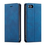 QLTYPRI Case for iPhone 7/8/SE 2020/SE 2022 5G, Premium PU Leather Cover TPU Bumper Card Holder Kickstand Hidden Magnetic Adsorption Flip Wallet Case Cover for iPhone SE 2022/SE 2020/8/7 - Blue