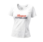 T-Shirt Femme Col V Maman Footballeuse Sport Foot Ballon Mère