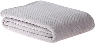 Sleepdown Waffle Fleece Super Soft Throw, Silver, 150 x 200 cm