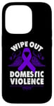 Coque pour iPhone 14 Pro Wipe Out Domestic Violence, ruban violet