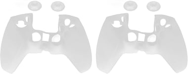 Lot De 2 Étuis De Protection En Silicone, Poignée En Silicone Adaptée Pour Manette Ps5, Ergonomique Doux Pour Éviter De Glisser Et Anti-Poussière Pour Manette Ps5(Blanc)