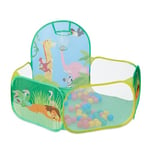 Relaxdays Girafe Piscine à balles, avec 50 Boules et Panier de Basket, Pop Up, carré, pour Enfants, HLP 81x129x108 cm, coloré, 10035298, 81 x 129 x 108 cm