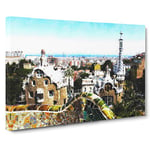 Parc Guell Gaudi in Barcelona Spain Canvas Print for Living Room Bedroom Home Office Décor, Wall Art Picture Ready to Hang, 30 x 20 Inch (76 x 50 cm)