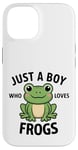 Coque pour iPhone 14 Juste un garçon qui aime les grenouilles, de jolis garçons illustrés de grenouilles