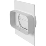 Plaque pour passage de mur tube Ventilation rond Ø100 à tube Ventilation rectangulaire 150X70 Blanc avec clapet anti-retour et garniture - First Plast