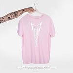 ZWH AliExpress Hot explosion models in Europe and America streets of false tie bow tie pocket printed short-sleeved T-shirt men (Color : Pink, Size : XL)