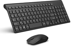 Clavier Souris sans Fil, Souris et Clavier Rechargeable,Portable Silencieux 2400 DPI Souris,Modèle Compact Ergonomique Taille Normale Créé pour PC/Laptop/Ordinateur (Disposition AZERTY)-Noir