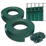 VOUNOT PVC Privacy Strips Garden Privacy Fence Screen 150m x 4.7cm Double Rod Mats with 300 Clips for Deck, Patio, Balcony, Green