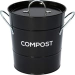 Black Metal Kitchen Compost Caddy - Composting Bin for Food Waste Recycling