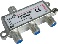 QNECT – Antenna TV-splitter F-connector ClassA 1-in/3-out (103563)