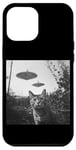 Coque pour iPhone 12 Pro Max Cat Selfie with UFO Weird 50s Photo -