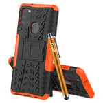 iPEAK For Samsung Galaxy A21s Case Heavy Duty Shockproof Rugged kickstand Armor Cover For Galaxy A21S Phone (Orange)