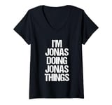 Womens I'm Jonas Doing Jonas Things - Funny Saying Cool Name Jonas V-Neck T-Shirt