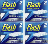 Flash Magic Eraser Sponge | Ultra Power Magic Sponge | 4x2 Pack of sponges