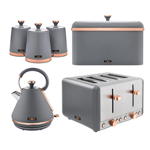 Tower Cavaletto Pyramid Kettle, 4 Slice Toaster, Bread Bin Canisters Kitchen Set