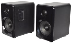 2 x AV:Link Active Bluetooth Bookshelf Speaker Black USB SD + Remote ABS35BLK