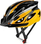 RaMokey Cycle Helmet, Lightweight Bicycle Helmet, Adjustable Mountain & Road Bike Helmets for Adults, 18 Vents with Adjustable Strap & Detachable Visor for Mens Womens(Head Sizes 58-62cm) (Yellow)