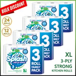 12 Kitchen Roll Splash X Large Strong 3pack 3PLY Towel Paper as Regina Blitz