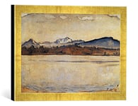 Kunst für Alle 'Encadré Image de Ferdinand Hodler Le Mont-Blanc Qui Impression d'art dans Le Cadre de Haute qualité Photos Fait Main, 40 x 30 cm, Doré Raya