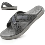 ONCAI Chaussure Sandale Homme Pantoufles,pantoufles de récupération de soutien de la voûte plantaire semelle intérieure correctrice de fasciite plantaire Gris 47EU