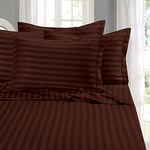 Élégant Comfort Meilleur, Plus douce, Cosiest 6 pièces Drap Définit. – 1500 fils en coton égyptien de qualité Luxueux résistant aux Rides 6 pièces Damas à rayures Parure de lit king, King Marron chocolat